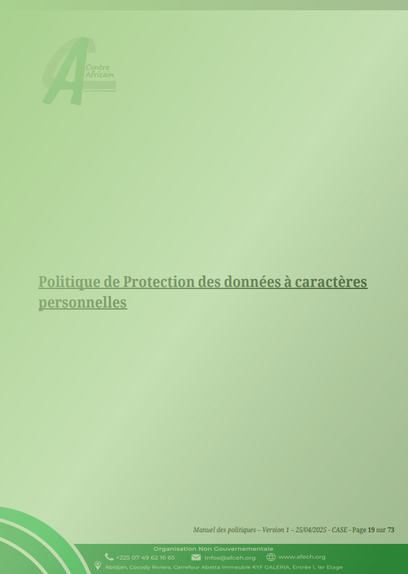 Politique de Protection des données à caractère personnel